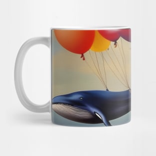 Big Blue Whale and air balloons Mug